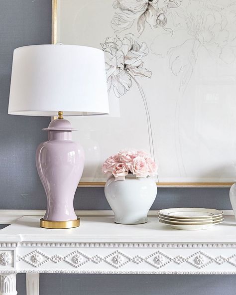 Dreamy scenes from a cozy, rainy day at home plus all the lovely lavender touches I’m loving! {Shop decor at CaitlinWilson.com} Lavender Interior, Lavender Bedroom, Wallpaper Lighting, Purple Lamp, Grown Up Bedroom, Girls Lamp, Lavender Room, Teal Interiors, Caitlin Wilson