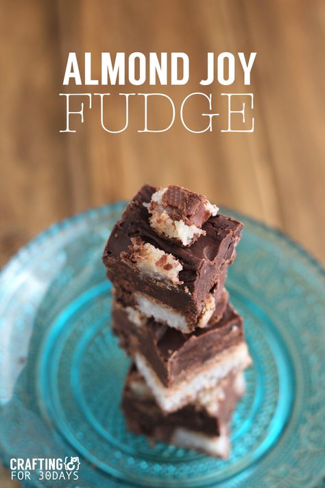 Almond Joy Fudge - using only a handful of ingredients, make this tasty treat for the holidays! Almond Joy Fudge Recipe, Hello Thirty, Christmas Candy Easy, Almond Joy, Fudge Recipe, All Christmas, Rice Krispie Treats, Homemade Candies, Rice Krispie