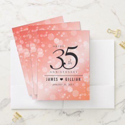 Elegant 35th Coral Wedding Anniversary Celebration Pocket Folder - elegant gifts gift ideas custom presents 35th Wedding Anniversary Gift, Happy 35th Anniversary, 35th Wedding Anniversary, 6th Wedding Anniversary, Anniversary Gift Diy, 6th Anniversary Gifts, Wedding Anniversary Celebration, 50th Anniversary Gifts, Golden Wedding Anniversary