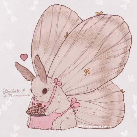 Artist name is in picture#moth Life In Nature, Moth Drawing, Cute Moth, Arte Do Kawaii, Moth Art, Etsy Stickers, Sketching Drawing, Strawberry Pie, Cute Doodle Art