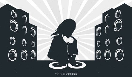 Musical Layout with DJ Girl Dj Party Poster, Dj Girl, Hey Dj, Disco Background, 3d Stars, Frutiger Metro, Dj Photos, Girl Vector, Musical Theme