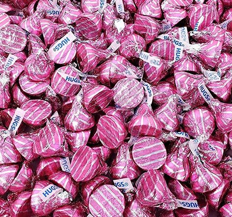 Kiss Pink, Pink Chocolate, Pink Foil, Kisses Chocolate, Hershey Kisses, Hugs And Kisses, Gourmet Food, Dessert Bars, Milk Chocolate