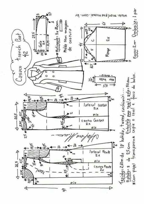 Trench Coat Pattern, Pattern Drafting Bodice, Sewing Coat, Clothing Pattern Design, T Shirt Sewing Pattern, Baby Clothes Patterns Sewing, Plus Size Sewing Patterns, Sewing Collars, Blazer Pattern