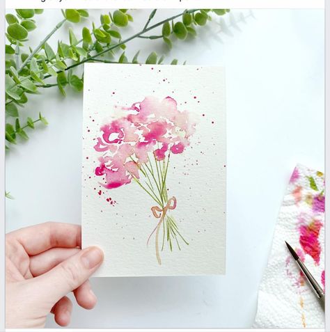 A Card For Mom, Let's Make Art, Watercolor Birthday Cards, Watercolor Postcard, Watercolor Flowers Tutorial, Floral Watercolor Paintings, Card For Mom, Art Matters, Watercolor Paintings For Beginners