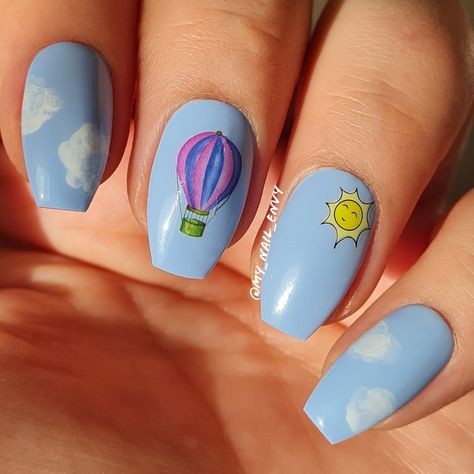 Balloon Nails, Cute Nail Colors, Sky Nails, May Nails, Cute Simple Nails, Square Nail Designs, Nail Blue, Basic Nails, Nail Art Designs Videos