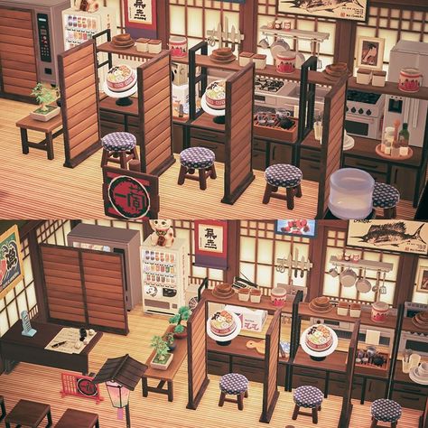 Acnl House, Ichiran Ramen, Animal Crossing Cafe, Places In Japan, Motif Acnl, House Cafe, Animals Crossing, Ramen Restaurant, Animal Crossing Guide