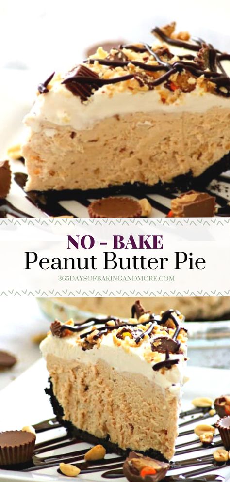 This NO-BAKE Peanut Butter Pie is made with an Oreo crust, fluffy peanut butter filling, fresh whipped cream, and the perfect toppings make this treat a great choice for your favorite peanut butter lover! Whipped Peanut Butter, Fresh Whipped Cream, Peanut Butter Mousse, Oreo Crust, Peanut Butter Desserts, Peanut Butter Filling, Peanut Butter Pie, Butter Pie, Peanut Butter Recipes