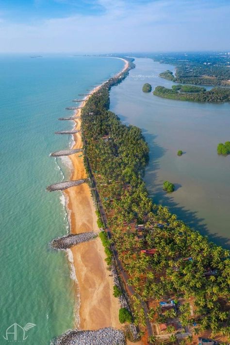 The Mattu-Pithrody beach with the Udyavara river on the right and the Arabian sea on the left. A narrow strip of paradise... Arabian Sea, India Love, Nature Instagram, Travel Nature, Incredible India, Scenery Wallpaper, Mother Earth, Mumbai, Travel Photography