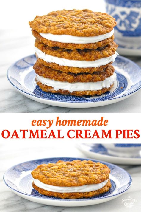 Molasses Oatmeal Cookies, Little Debbie Oatmeal Cream Pies, Fluffy Vanilla Frosting, Molasses Oatmeal, Homemade Oatmeal Cream Pies, Smores Dessert, Coconut Dessert, Oatmeal Cream Pies, Homemade Oatmeal