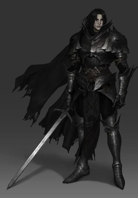 Dark Knight Rpg, Black Knight Armor, Dark Crusader, Black Paladin, Paladin Armor, Dark Paladin, Black Armor, Black Knight, Knight Art