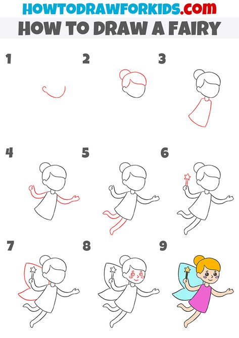 how to draw a fairy step by step Fairy Drawing Easy Step By Step, Easy To Draw Fairy, How To Draw Fairy, How To Draw A Fairy Step By Step, Fairy Doodles Easy, Fairy Easy Drawing, How To Draw A Fairy, How To Draw Fairies, Easy Fairy Drawing