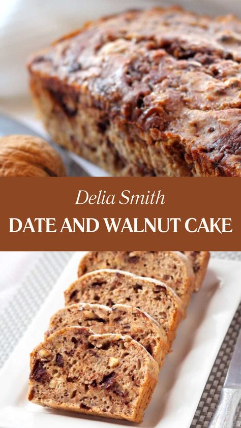 Delia Smith Date And Walnut Cake Walnut Cake Recipe, Date And Walnut Loaf, Date And Walnut, Date And Walnut Cake, Delia Smith, Fig Cake, Rich Desserts, Walnut Cake, Chefs Table