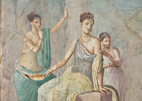 Roman fresco, Pompeji, 1 st century AD Pompeii Paintings, Roman Painting, Ancient Pompeii, Ancient Roman Art, Pompeii Italy, Pompeii And Herculaneum, Rome Antique, Roman Mosaic, Empire Romain