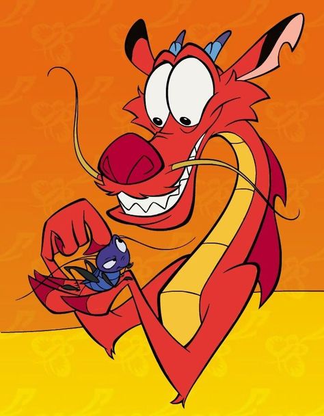 Mushu and Cri-kee image from Disney's animated movie Mulan Mulan Dragon, Disney Sidekicks, Mulan Mushu, Disney Sleeve, Mulan Disney, Disney Ornaments, Disney Animals, Art Disney, Pinturas Disney