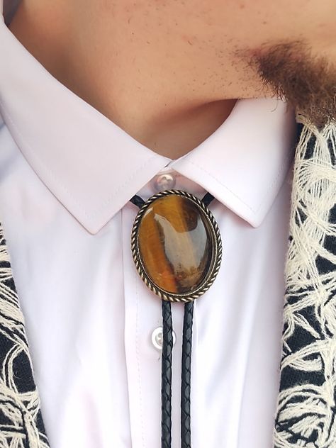 Custom Tigers Eye Bolo Ties wedding Bolo Tie western Necktie - Etsy New Zealand Wedding Bolo Tie, Wedding Tux, Brown Agate, Bolo Ties, Rope Twist, Tigers Eye Gemstone, Bolo Tie, Wedding Ties, Tiger Eye Stone