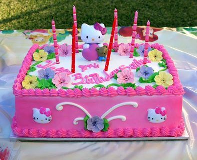 Hello Kitty birthday cake Hello Kitty Torte, Hello Kitty Cake Design, Pastel Hello Kitty, Pita Merah, Super Torte, Kitty Birthday Cake, Hello Kitty Birthday Cake, Resipi Kek, Birthday Sheet Cakes