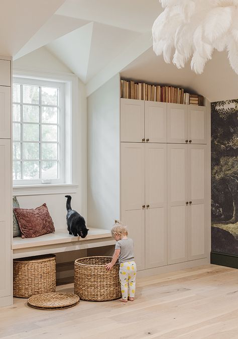 DIY Ikea cabinet built-ins and window seat Hacienda Kitchen, Ikea Sektion Cabinets, Ikea Cabinet, Ikea Built In, Jenna Sue, French Oak Flooring, Office Playroom, Built In Cabinet, Shaker Doors