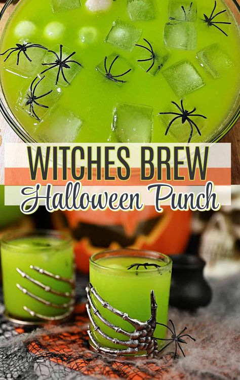 Pin for witches brew Halloween cocktail punch. Halloween Cocktail Punch, Halloween Cocktails Punch, Halloween Party Drinks Alcohol, Witches Brew Cocktail, Halloween Party Punch, Cocktail Punch, Halloween Alcohol, Halloween Themed Drinks, Halloween Punch Recipes