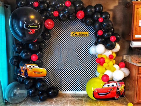 Cars Disney Movie balloon garland Cars Movie Balloon Garland, Lightning Mcqueen Balloon Garland, Disney Cars Balloon Garland, Cars Balloon Garland, Mq Queen, Movie Theme Decorations, Cars Birthday Party, Cars Lightning Mcqueen, Disney Cars Birthday