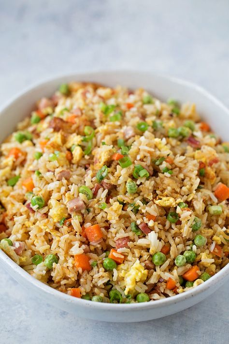 Ham Fried Rice Easy, Ham And Egg Fried Rice, Fried Rice With Ham And Egg, Fried Rice With Ham, Ham Fried Rice Recipe, Fried Rice Recipes, Ham Fried Rice, Breakfast Rice, Life Made Simple