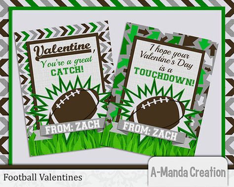 Personalized Football Valentines Sports Valentines, Football Valentines, School Valentine Cards, Valentine Party Favors, Printable Valentines Day Cards, Valentinstag Party, Classroom Valentines, Class Valentines, Diy Gift Card