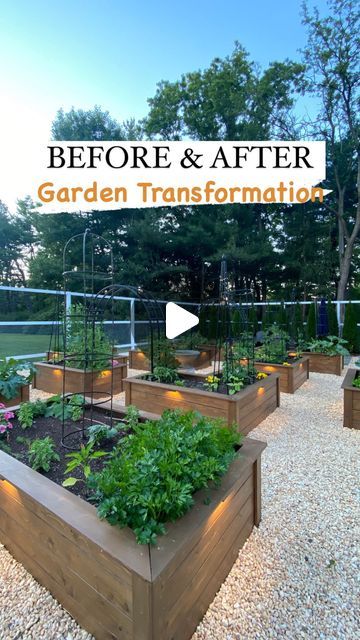 Resh Gala | Organic Gardener on Instagram: "BEFORE & AFTER Garden Transformation ✨ There’s nothing more magical than transforming a bare space into the most gorgeous organic, edible garden! We created the feel of a European garden here in New Jersey, zone 6B for my wonderful client Rachel and her family. It’s the finishing touches like trellises, lighting & fountain that add glamour & elevate the raised bed garden to the next level. Learn to create your own beautiful vegetable garden by getting my book, VEGETABLE GARDENING MADE EASY. Link in bio and available at Amazon, Barnes & Noble, Target, Walmart, Indigo and more! If you’re in New Jersey or the surrounding areas of New York & Pennsylvania, send me a DM if you’d like my company @hundredtomatoes to design & install a beautiful and Beautiful Vegetable Garden, Garden Transformation, Raised Bed Garden, Outdoor Play Spaces, Gardening Design, Gardening Landscaping, European Garden, Landscaping Garden, Garden Idea