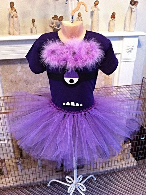 Evil Minion Costume, Purple Minion Costume, Girl Minion Birthday Party, Minion Tutu, Minion Girl, Purple Minion, Evil Minion, Minion Costume, Purple Minions