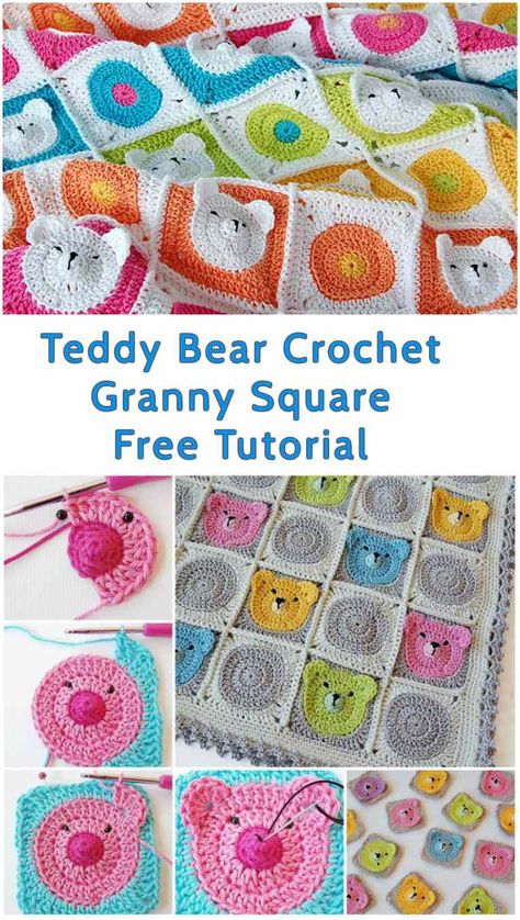 How cute is this Crochet Teddy Bear Granny Square Baby Blanket! This beautiful cover is made of a lovable grouping of teddy bear granny squares in crochet technique. I cherish the brilliant and chipper square pieces with the Teddy Bear faces. This interesting and exceptionally adorable, bright teddy bear infant cover would be a superb present for your valuable child, or a flawless infant shower blessing! Children will love to get themselves wrapped in this alluring teddy bear afghan. The full... Teddy Bear Granny Square, Bear Granny Square, Teddy Bear Crochet, Granny Square Projects, Trendy Baby Blankets, Bear Blanket, Bear Crochet, Crochet Granny Square Blanket, Crochet Teddy Bear