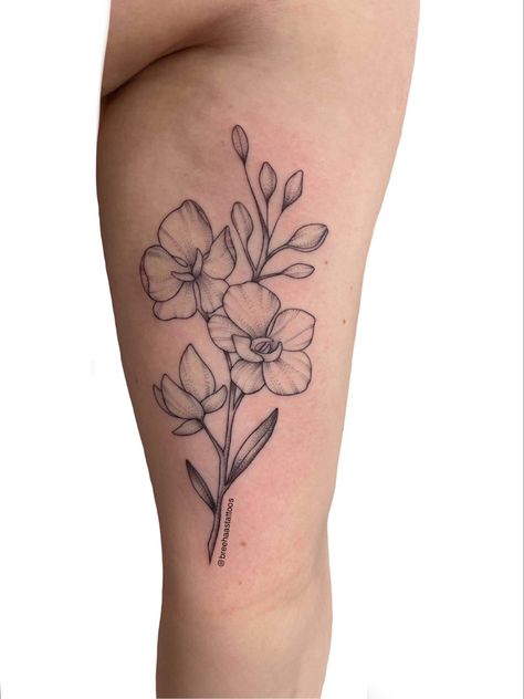 Orchid tattoo fine line dainty flower tattoo Singapore Orchid Tattoo, Orchid Bouquet Tattoo, Orchid Fine Line Tattoo, Fine Line Orchid Tattoo, Dainty Flower Tattoo, Dainty Flower Tattoos, Tattoo Dainty, Tattoo Fine Line, Orchid Tattoo