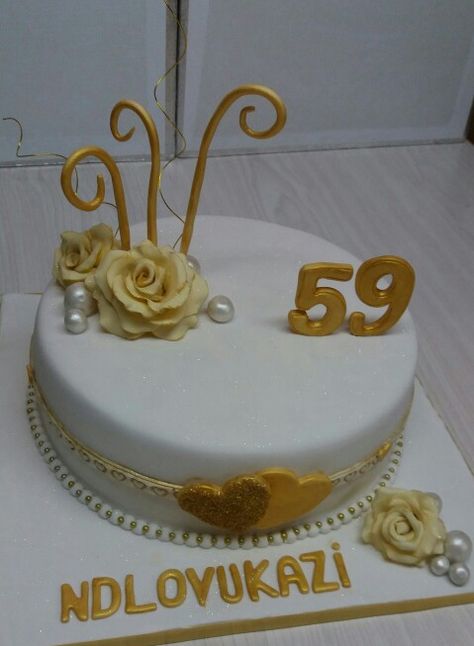 59th birthday cake, white and gold, made by Colleen de Wet 87 Birthday Cake, 99 Birthday Cake, 58 Birthday Cake, Happy 57th Birthday Cake, 59th Birthday Cake, Birthday Cake White And Gold, Cake White And Gold, 59th Birthday, Tai Chi For Beginners