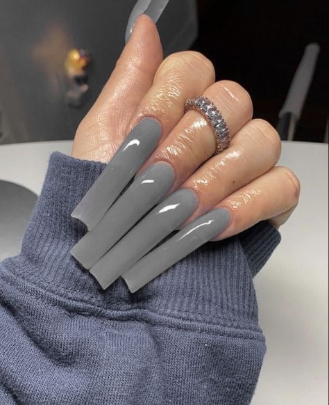 Gray Nail Designs, Pressons Nails, Gray Nail, Grey Nail, Grey Nails, Gray Nails, Timeless Elegance, Acrylic Nails, Nail Designs