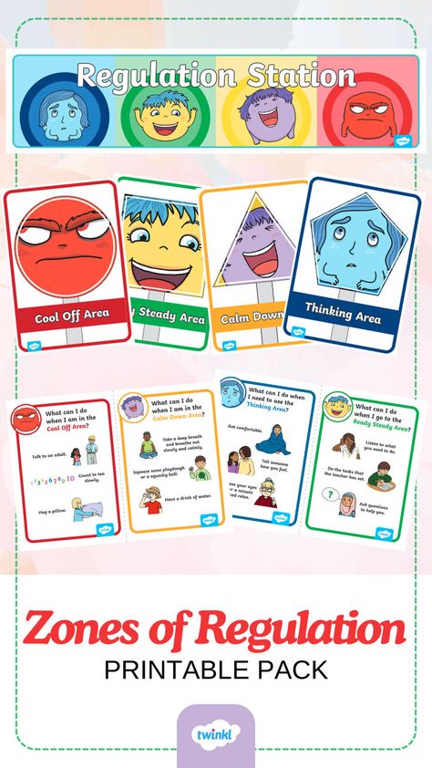 Image shows the contents of the Zones of Regulation Printables Pack. Regulation Station, Zones Of Regulation, Useful Information, Breath In Breath Out, What Can I Do, School Counseling, Phonics, Display Stand, Counseling