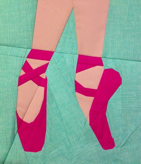 Ballet Shoe Paper Pieced Quilt Block, another gem from Tartankiwi ... Ballet Quilt, Paper Pieced Quilt Blocks, Quilt Paper Piecing, Iris Folding Pattern, Pieced Quilt Patterns, Paper Pieced Quilts, Paper Pieced Quilt Patterns, Ballet Shoe, Paper Pieced Quilt