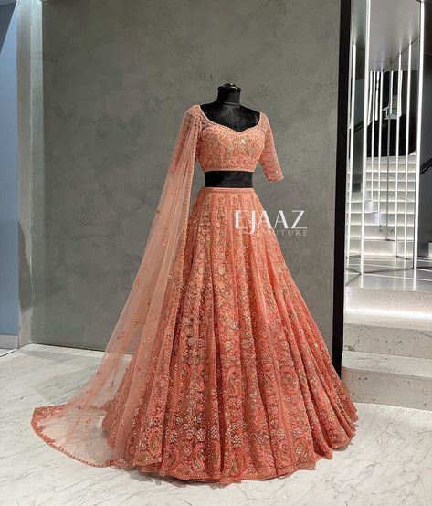 Ejaaz Couture on Instagram: “Dusky pink embroidered lehenga set at our Flagship Store ~ Defence Colony, New Delhi The store has a range of most exquisite bespoke…” Ejaaz Couture, Baju Kahwin, Indian Wedding Gowns, Pengantin India, Indian Sari Dress, Wedding Lehenga Designs, Indian Bride Outfits, Traditional Indian Dress, Traditional Indian Outfits