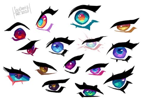 Stylised Eyes Drawing, Collab Art Base 2 Friends, Multiple Eyes Character Design, How To Color Eyes, Eyes Art Styles, Stylized Eyes, Oc Eyes, Drawing Items, Eye Practice