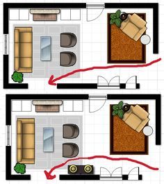 Decorating 101: Space Planning (and more on Jill's surprise makeover!) - * View Along the Way * Awkward Living Room Layout With Tv, Narrow Living, Long Narrow Living Room, Arranging Furniture, Arrange Furniture, Long Living Room, Narrow Rooms, Narrow Living Room, Decorating 101