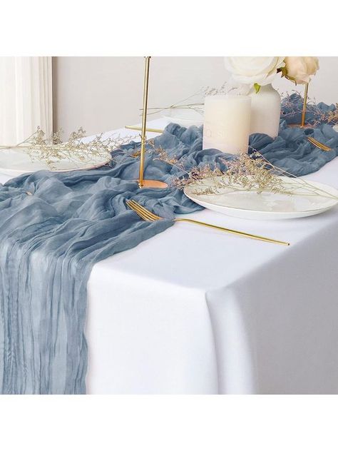 Dusty Blue Collar Polyester Embellished Sofa Covers & Table Linens Blue Linen Table Runner, Extra Long Table Runners, Gauze Table Runner, Rustic Tablecloths, Bohemian Table, Green Table Runner, Boho Table Runner, Long Table Runner, 21 Diner