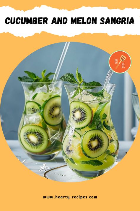 Cool off with this Cucumber & Melon Sangria! 🍈🥒 A light and refreshing twist on classic sangria, perfect for summer gatherings. 🌞🍹 Infused with fresh cucumber and sweet melon, it's the ultimate fruity drink to enjoy with friends. 🍉✨ #CucumberMelonSangria #SummerDrinks #RefreshingCocktails #EasyRecipes #HeartyRecipes 🍈🍸 Melon Sangria, Classic Sangria, Enjoy With Friends, Fresh Cucumber, Cucumber Melon, Fruity Drinks, Summer Gathering, Summer Drink, Refreshing Cocktails