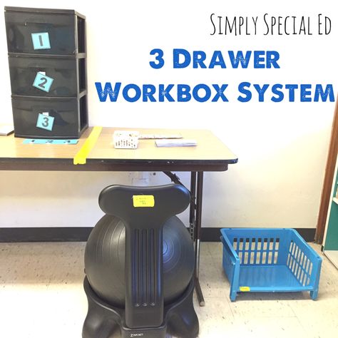 Today I will be talking about the 3 Drawer workbox system I use in my classroom! This system is perfect for kids who don’t need IMMEDIATE rewards but need to see that a reward is in sight. It is great for kids who thrive off of a schedule. It is simple and all spelled out … Workbox System, Teacch Tasks, Resource Room Teacher, Asd Classroom, Independent Work Stations, Drawer System, Sped Classroom, Self Contained Classroom, Work System