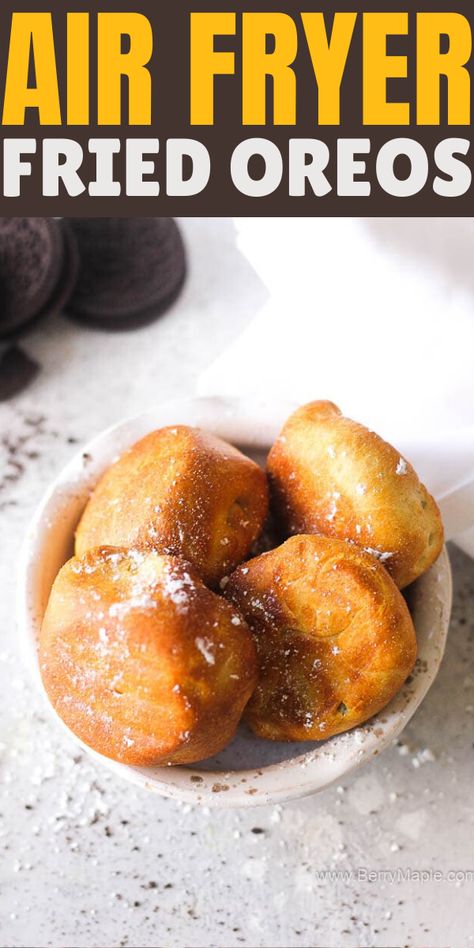 Fries Oreos, Air Fryer Fried Oreos, Air Fried Oreos, Oreos Dessert, Fantastic Dessert, Air Fryer Dessert, Desserts With Few Ingredients, Fried Dessert, Fried Oreos