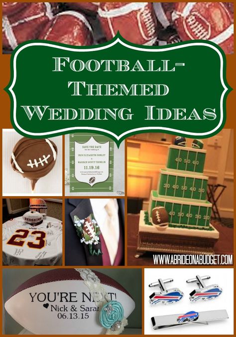 Football-Themed Wedding Ideas | A Bride On A Budget | www.abrideonabudget.com Football Wedding Theme, Themed Wedding Ideas, Sports Themed Wedding, Football Wedding, Frugal Wedding, Top Wedding Trends, Sports Wedding, Wedding Preparation, Rustic Country Wedding