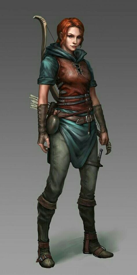 Human Female Rogue - Pathfinder PFRPG DND D&D d20 fantasy Ranger Rpg, Illustration Fantasy, Heroic Fantasy, Armadura Medieval, Leather Armor, Dungeons And Dragons Characters, Female Human, Fantasy Armor, Warrior Princess