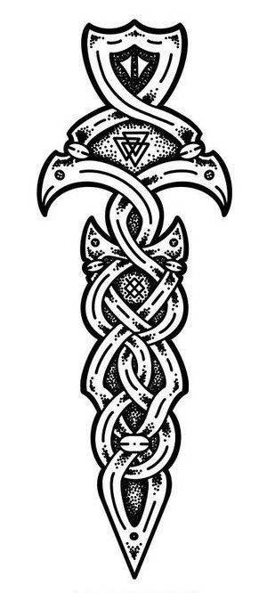 Nordic Knot Tattoo, Norse Designs Pattern, Viking Carving Pattern, Nordic Tattoo Stencil, Nordic Pattern Design, Lagatha Vikings Tattoo, Celtic Neck Tattoo, Scottish Celtic Symbols, Keltic Pattern Tattoo