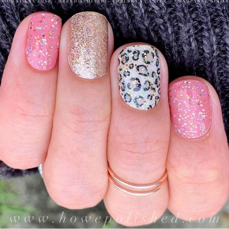 Color Street Mixed Mani, Cheetah Nail Designs, Animal Print Nails Art, Nail Color Combos, Mixed Mani, Cheetah Nails, Leopard Print Nails, Animal Print Nails, Color Street Nails