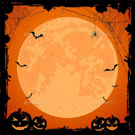 Gfx Background Orange, Halloween Gfx Background, Orange Halloween Background, Spiders Illustration, Fb Background, Gfx Background, Pumpkin Background, Halloween Menu, Vintage Halloween Images