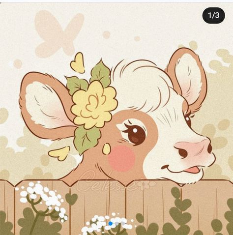 Cow Artwork, Cottage Core Art, Cow Drawing, Sticker Design Inspiration, Arte Do Kawaii, Animal Illustration Art, Cute Cow, Cow Art