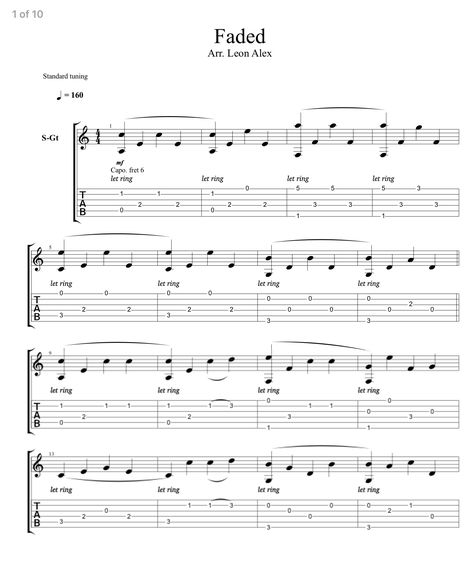 Faded Guitar Tab, Fingerstyle Guitar Lessons, Guitar Tabs Acoustic, Guitar Tabs And Chords, Music Basics, Guitar Tabs For Beginners, Ukulele Chords Songs, Basic Guitar Lessons, Guitar Lessons Songs