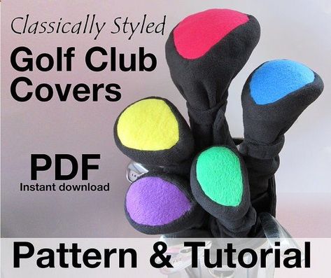 Golf Clubs - Golf Club Head Covers Sewing Pattern, Classic styling PDF, DIY Golf Workout, New Golf Clubs, Golf Headcovers, Best Golf Clubs, Golf Club Head Covers, Golf Club Covers, Golf Club Sets, Sewing Fleece, Golf Head Covers