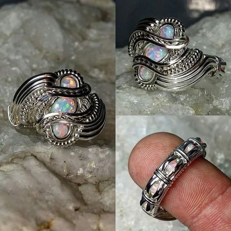 Ring With 3 Stones, Wire Wrapped Dragon, Handmade Rings Wire, Wire Projects, Copper Wire Art, Wire Jewelry Patterns, Wire Jewelry Rings, Wire Wrapped Stone Jewelry, Wire Wrap Jewelry Designs