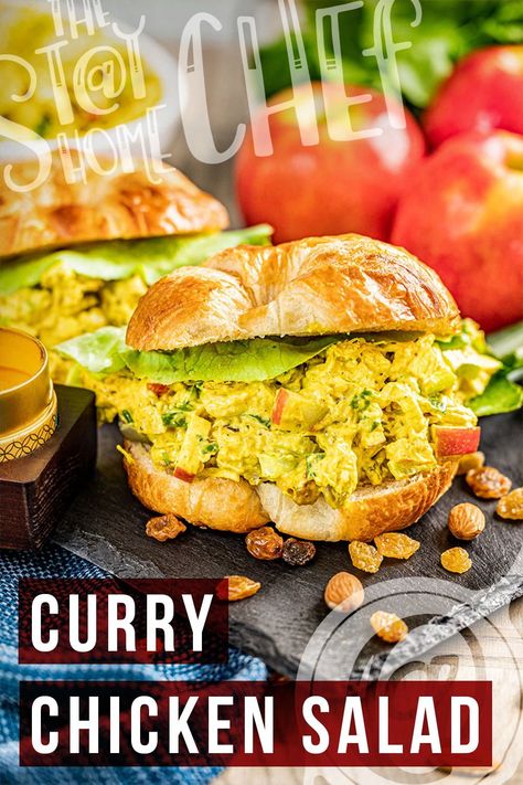 Yellow Curry Chicken, Curry Chicken Salad, The Stay At Home Chef, Chicken Salad Sandwich Recipe, Chicken Salad With Apples, Boiled Chicken Breast, Chicken Salad Recipe Easy, Stay At Home Chef, Chicken Curry Salad